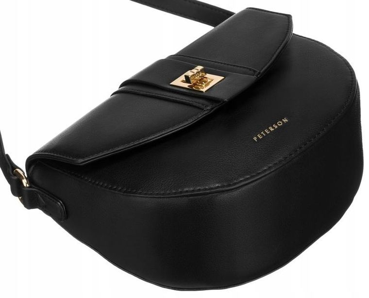 Torebka listonoszka, czarna, skóra ekologiczna, Peterson