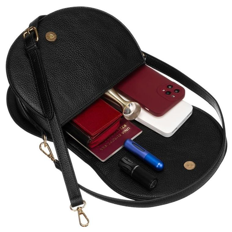 Torebka listonoszka, czarna, skóra ekologiczna, Peterson