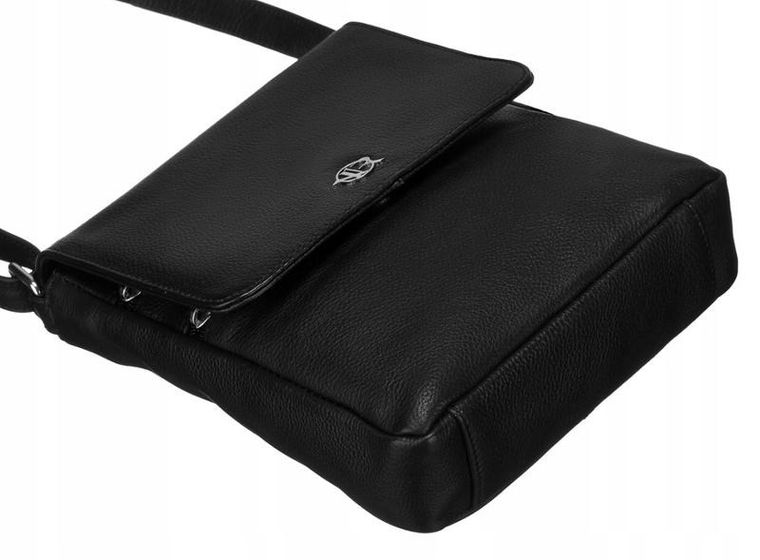 Torebka listonoszka, czarna, skórzana, Rovicky