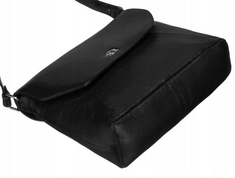 Torebka listonoszka, czarna, skórzana, Rovicky