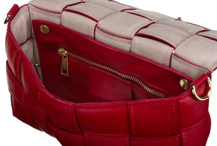 Torebka listonoszka, czerwona, skórzana, Peterson