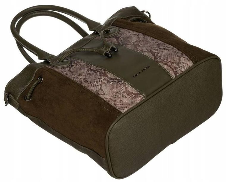 Torebka listonoszka, khaki, skóra ekologiczna, David Jones