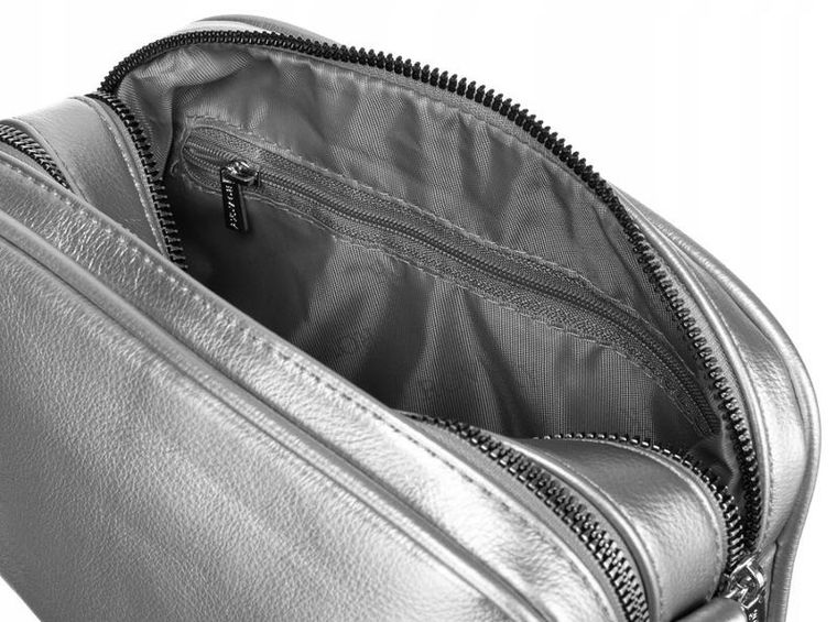 Torebka listonoszka, srebrna, skóra ekologiczna, Rovicky