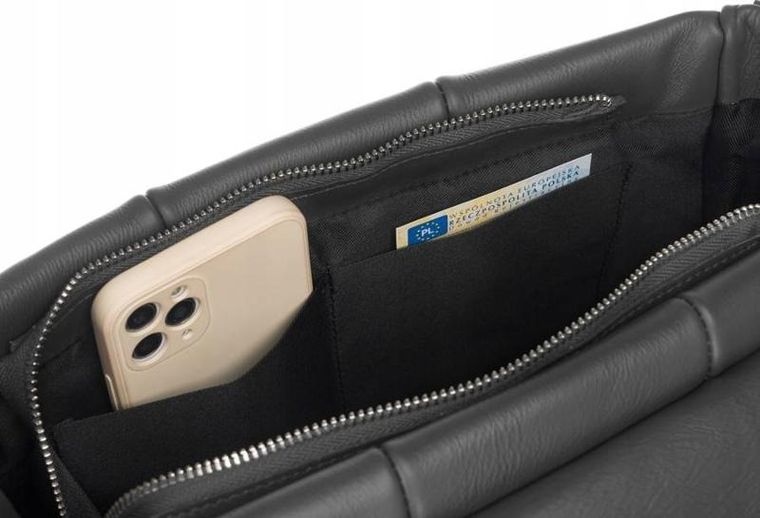 Torebka listonoszka, szara, skórzana, Rovicky