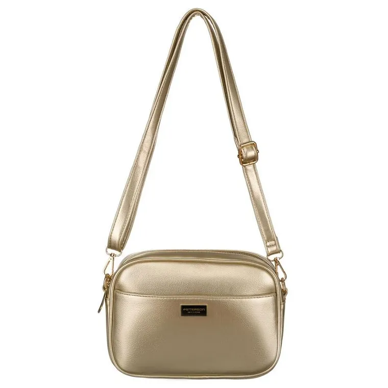 Torebka listonoszka, złota, skóra ekologiczna, Peterson