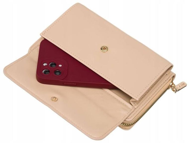 Torebka-portfel, beżowa, skóra ekologiczna, Cavaldi