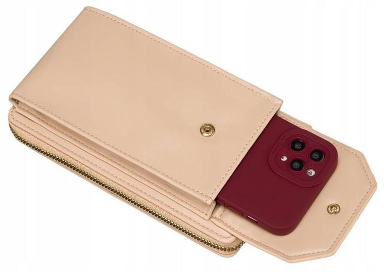 Torebka-portfel, beżowa, skóra ekologiczna, Cavaldi