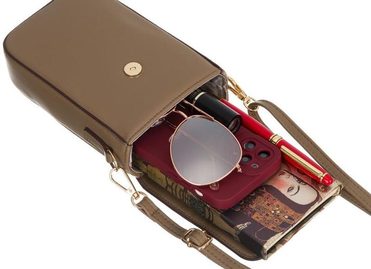 Torebka-portfel, beżowa, skóra ekologiczna, Peterson