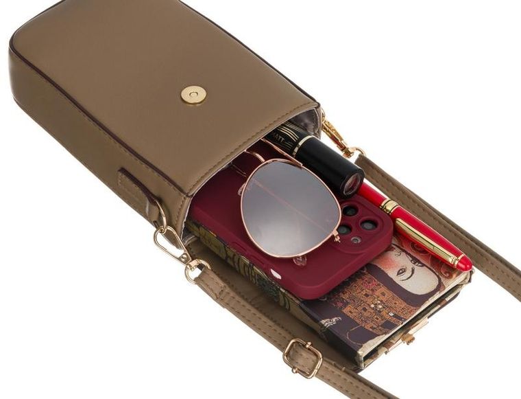 Torebka-portfel, brązowa, skóra ekologiczna, Peterson