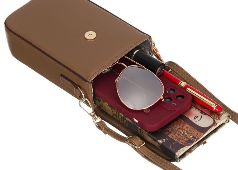 Torebka-portfel, brązowa, skóra ekologiczna, Peterson