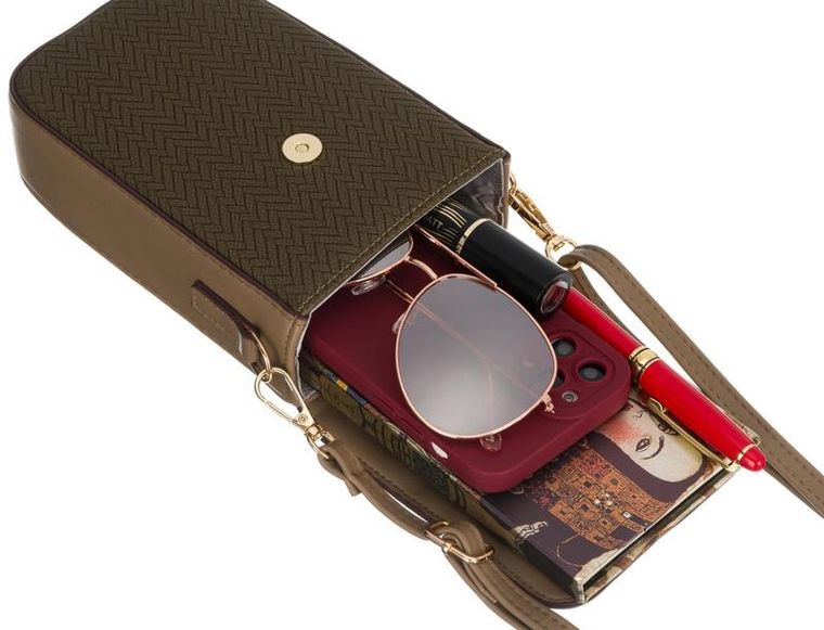 Torebka-portfel, brązowa, skóra ekologiczna, Peterson