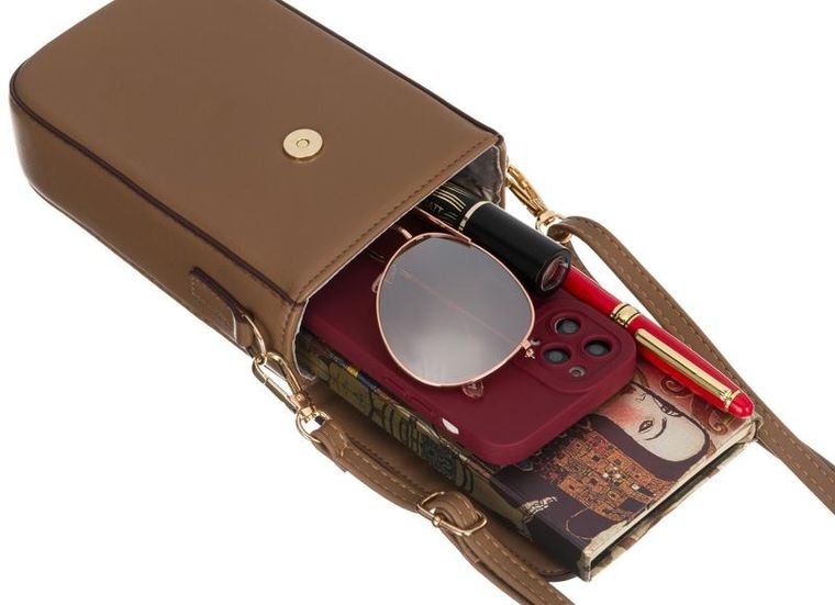 Torebka-portfel, brązowa, skóra ekologiczna, Peterson