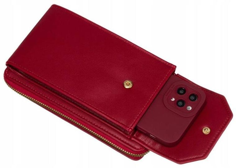 Torebka-portfel, czerwona, skóra ekologiczna, Cavaldi