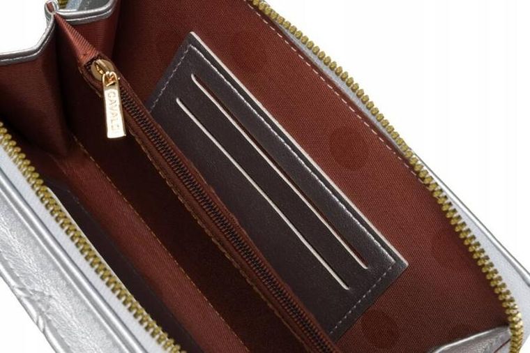 Torebka-portfel, srebrna, skóra ekologiczna, Cavaldi