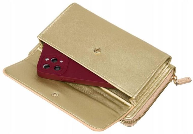Torebka-portfel, złota, skóra ekologiczna, Cavaldi