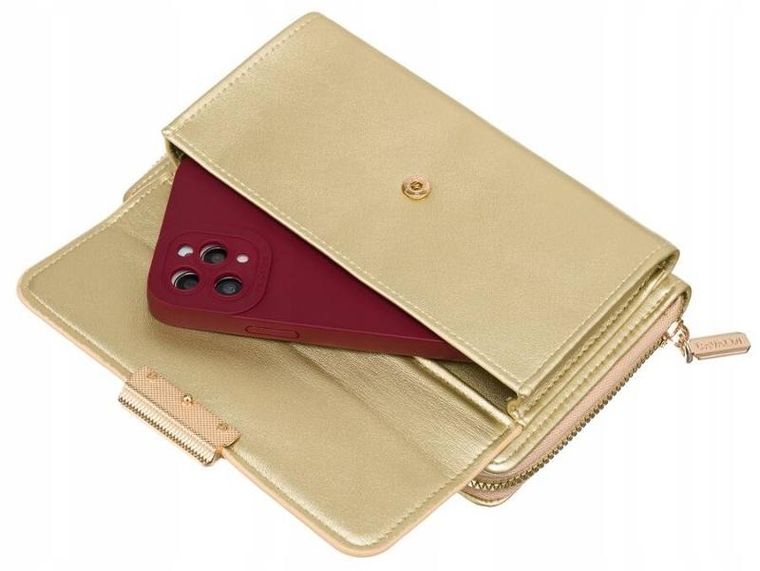 Torebka-portfel, złota, skóra ekologiczna, Cavaldi