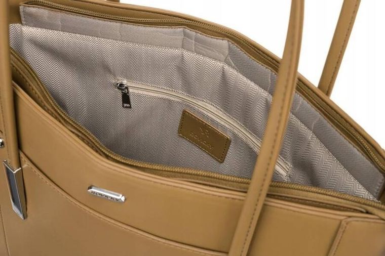 Torebka shopper, beżowa, skóra ekologiczna, Rovicky