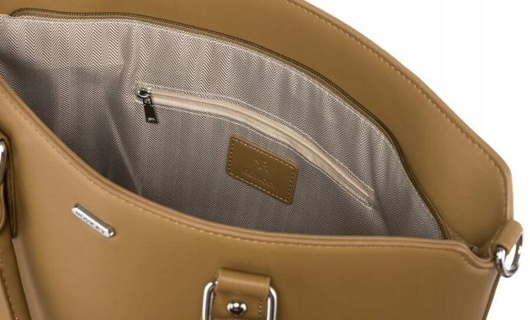 Torebka shopper, beżowa, skóra ekologiczna, Rovicky