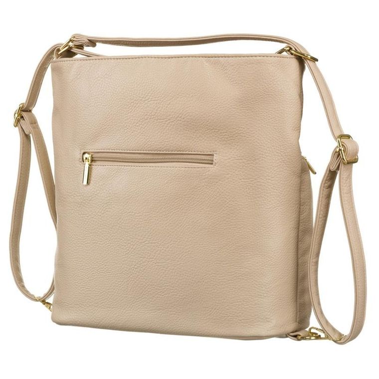 Torebka shopper, beżowa, skóra ekologiczna, Rovicky