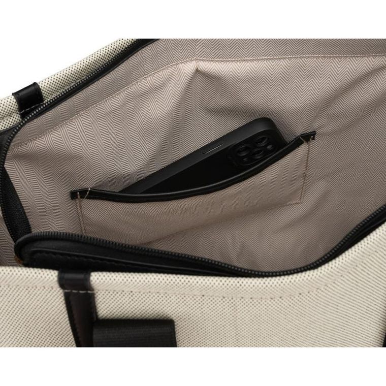 Torebka shopper, beżowo-czarna, Rovicky