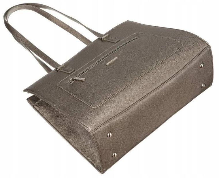 Torebka shopper, brązowa, skóra ekologiczna, David Jones