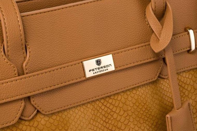 Torebka shopper, brązowa, skóra ekologiczna, Peterson