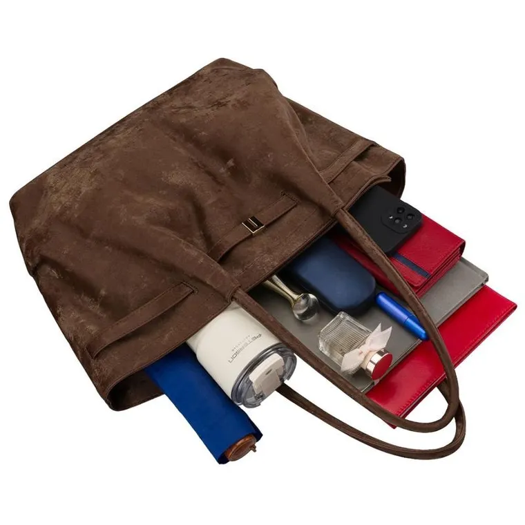 Torebka shopper, brązowa, skóra ekologiczna, Peterson