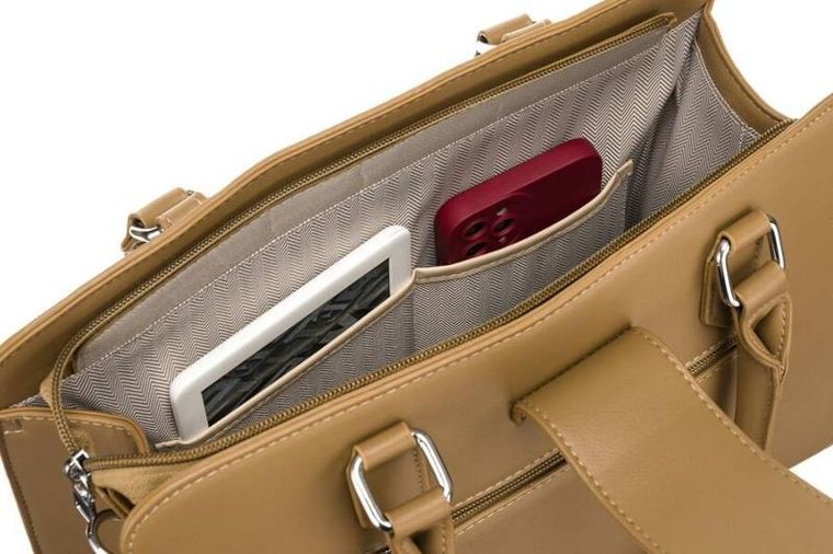 Torebka shopper, jasnobrązowa, skóra ekologiczna, Rovicky