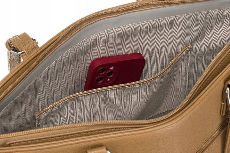 Torebka shopper, jasnobrązowa, skóra ekologiczna, Rovicky