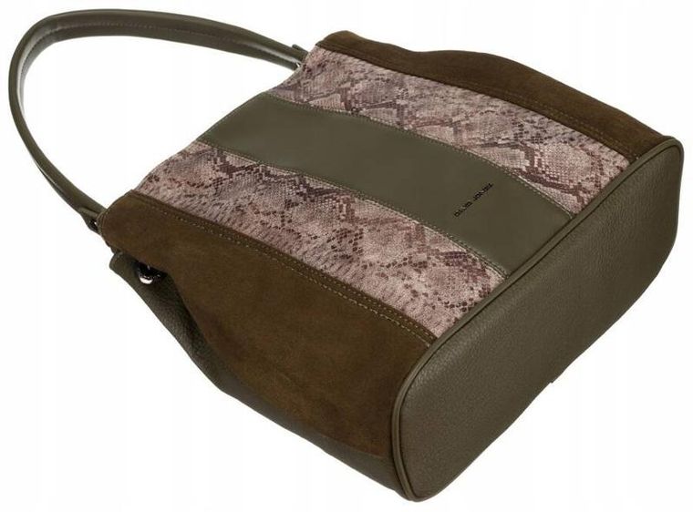 Torebka shopper, khaki, skóra ekologiczna, David Jones