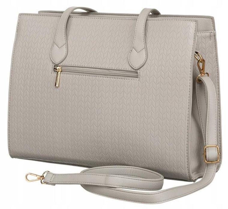 Torebka shopper, szara, skóra ekologiczna, Peterson