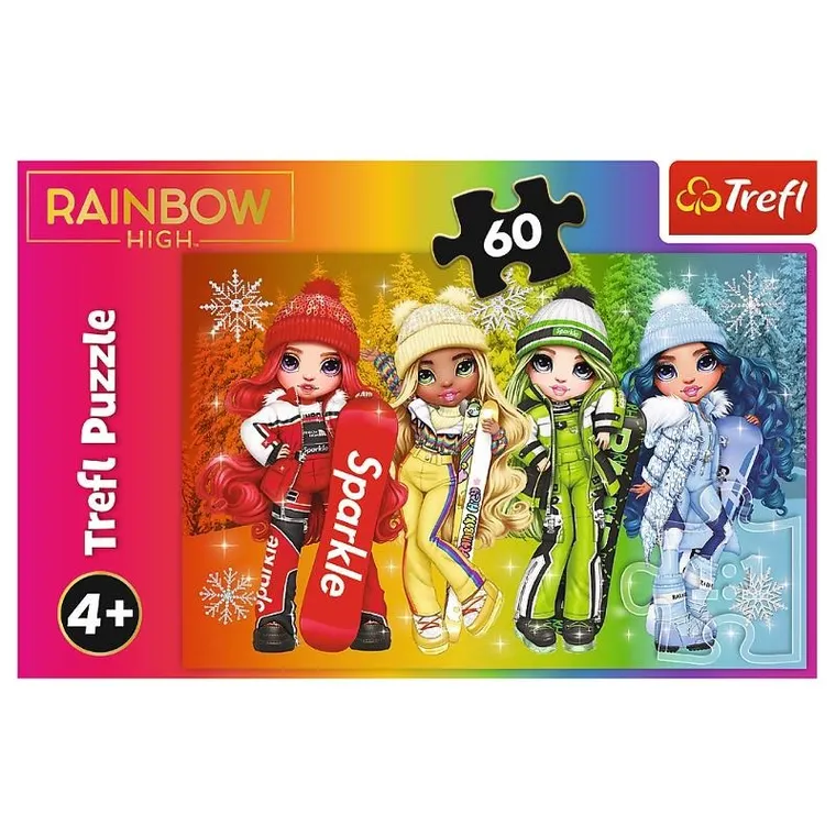 Trefl, Kraina Lodu 2, Skoczki, zręcznościowa gra familijna + Rainbow High, Radosne lalki, puzzle, 60 elementów gratis, zestaw promocyjny