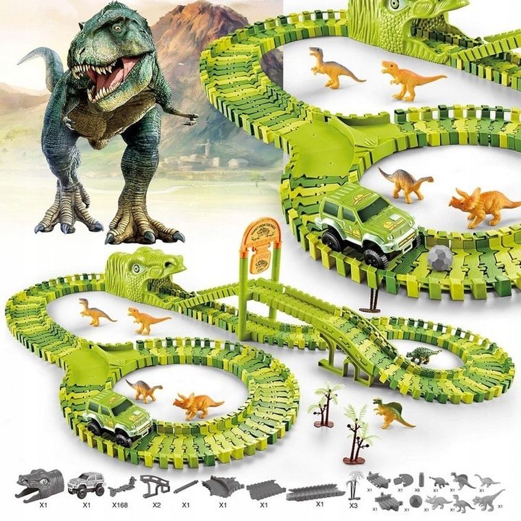 Trifox, Dinosaur Track, tor z pojazdem i figurkami, 168 elementów