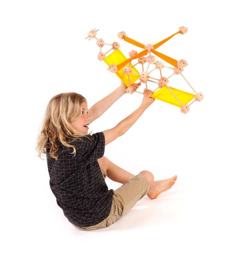 Trigonos, Mini Trigonos L, drewniane klocki konstrukcyjne, 130 elementów