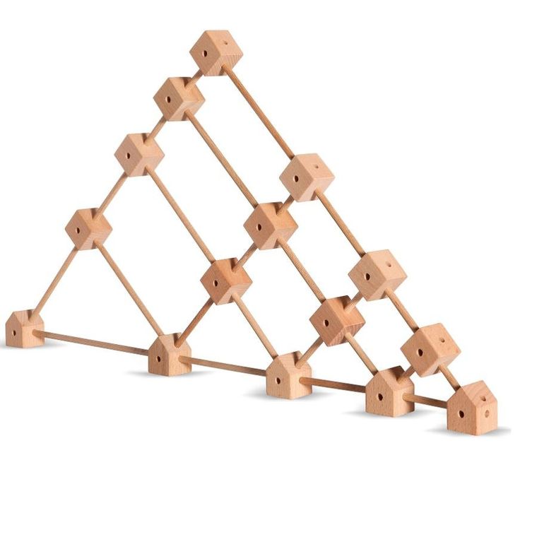 Trigonos, Mini Trigonos M, drewniane klocki konstrukcyjne, 85 elementów