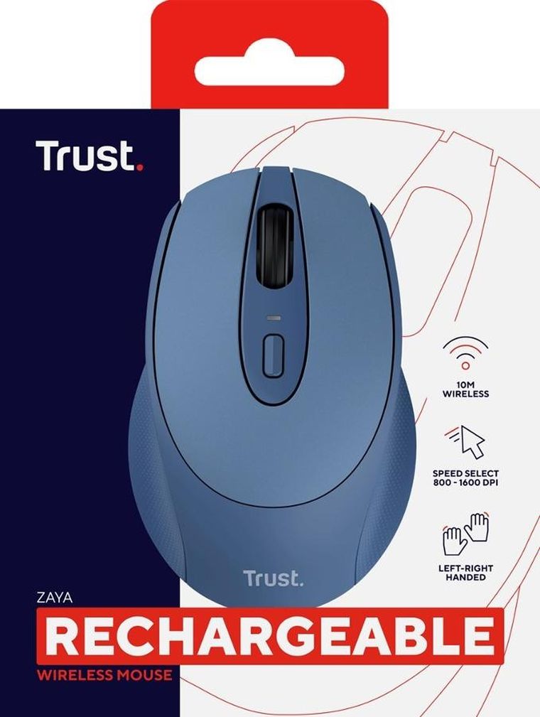 Trust, myszz aya wireless rechargeable mouse blue, 25039,