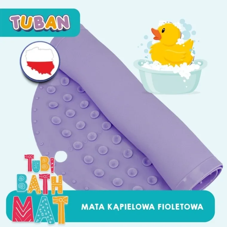 Tuban, mata kąpielowa, antypoślizgowa, fioletowa
