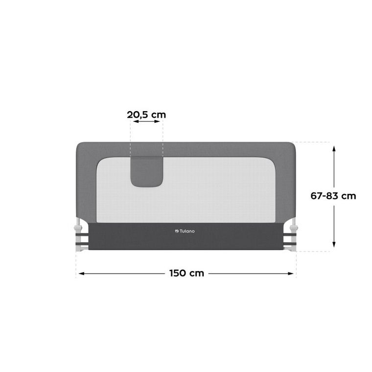 Tulano, Cover 25, barierka ochronna na łóżko, grey, 150 cm