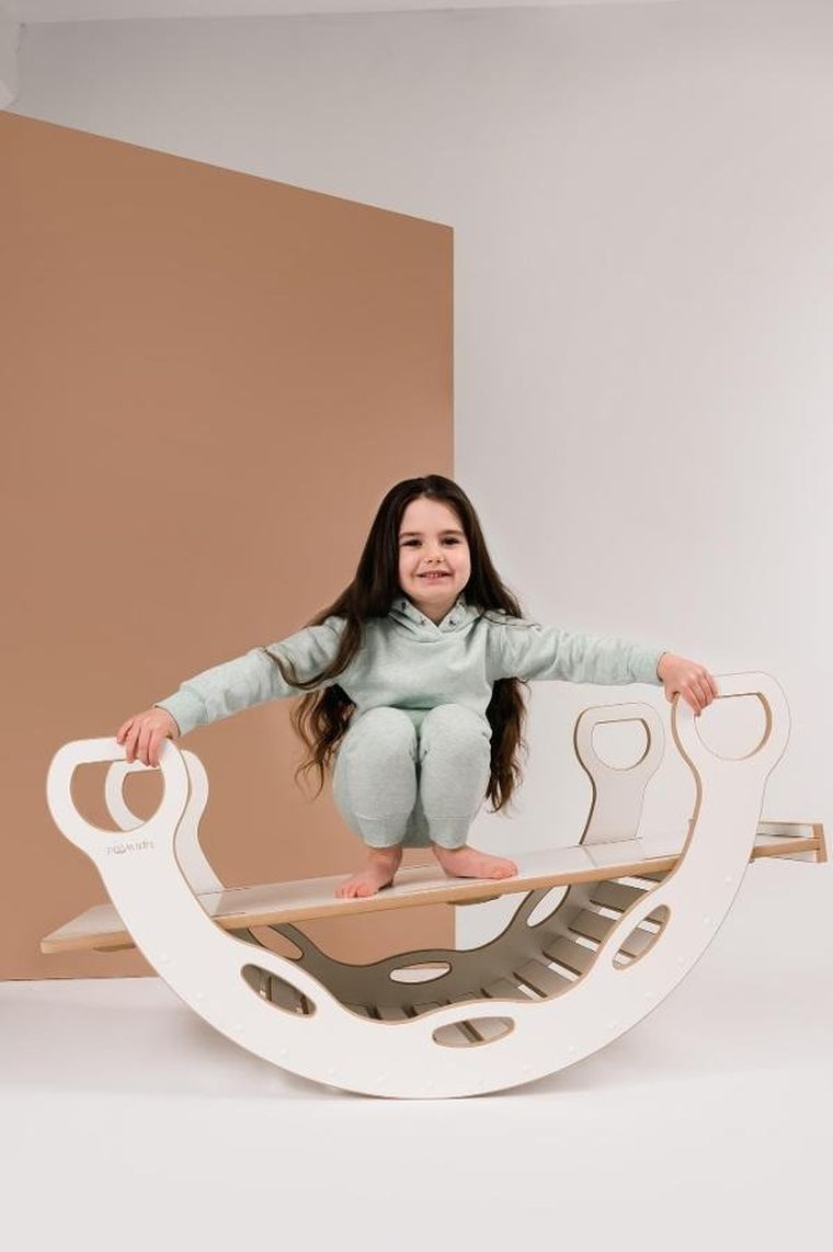 tupti.wood, duży bujak montessori z uchwytami + duża zjeżdżalnia, drabinka