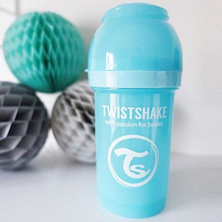 Twistshake, butelka antykolkowa, 180 ml, pastelowa niebieska
