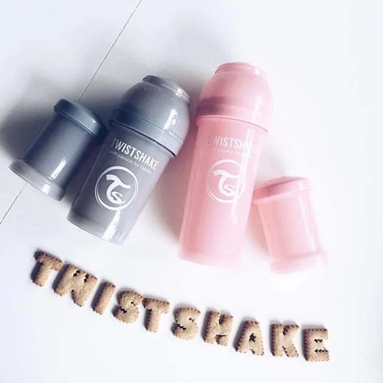 Twistshake, butelka antykolkowa, 180 ml, pastelowa szara