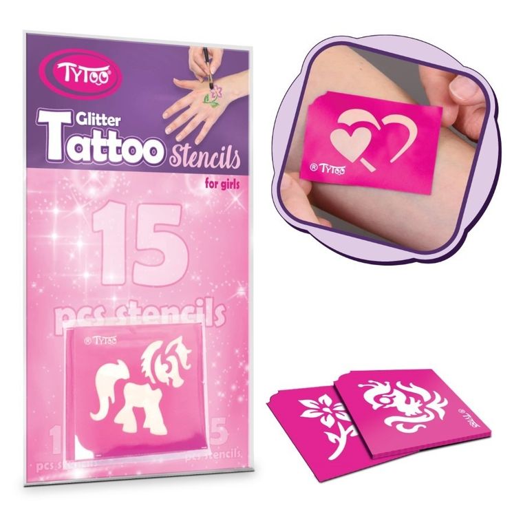 TyToo, zestaw szablonów do tatuaży, rozmarzona, 15 elemenetów