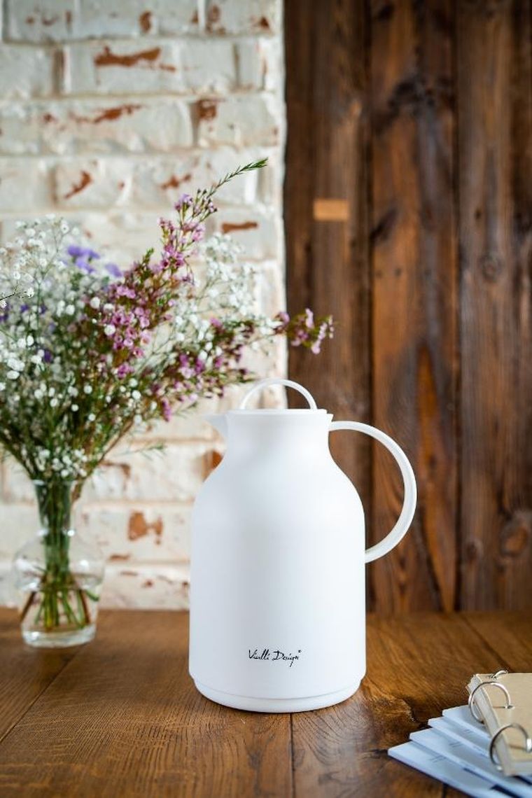 Vialli Design, Amo, termos z wkładem szklanym, biały, 1l