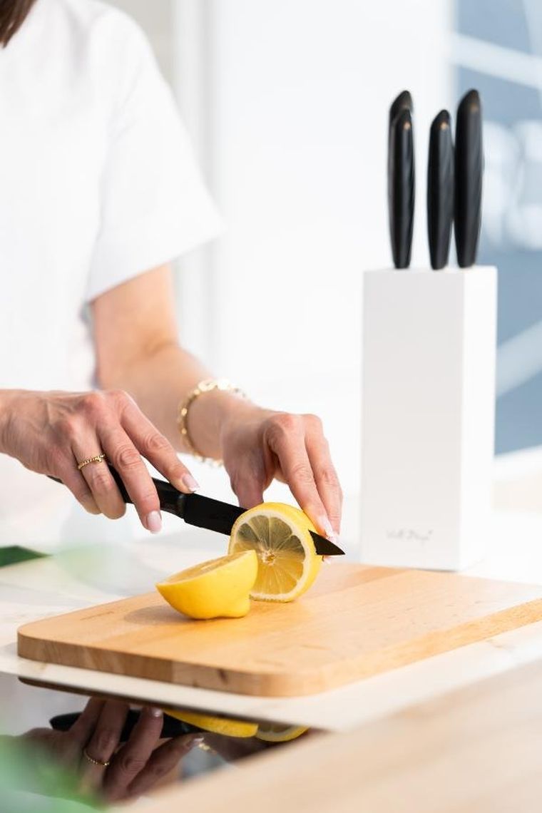 Vialli Design, Caro, zestaw noży w białym bloku, 5 szt.