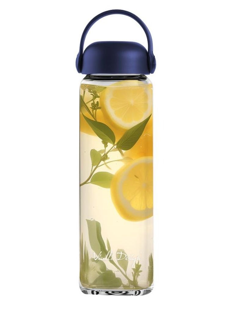 Vialli Design, Fuori, szklana butelka na wodę, granatowa, 540 ml