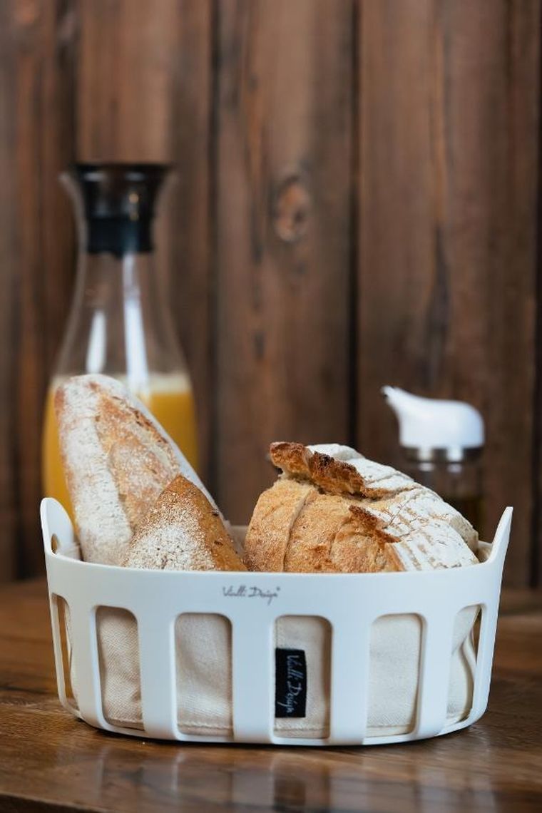 Vialli Design, koszyk na pieczywo z wkładem bawełnianym, Livio biały