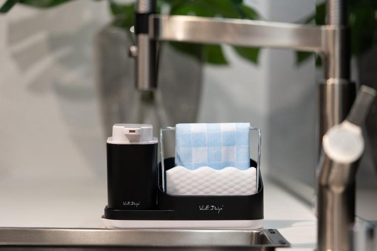 Vialli Design, Livio Duo, organizer kuchenny z dozownikiem na płyn, czarny