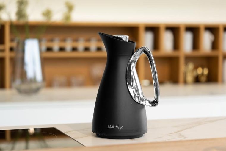 Vialli Design, termos z wkładem szklanym Alessia, 1l, czarno-srebrny