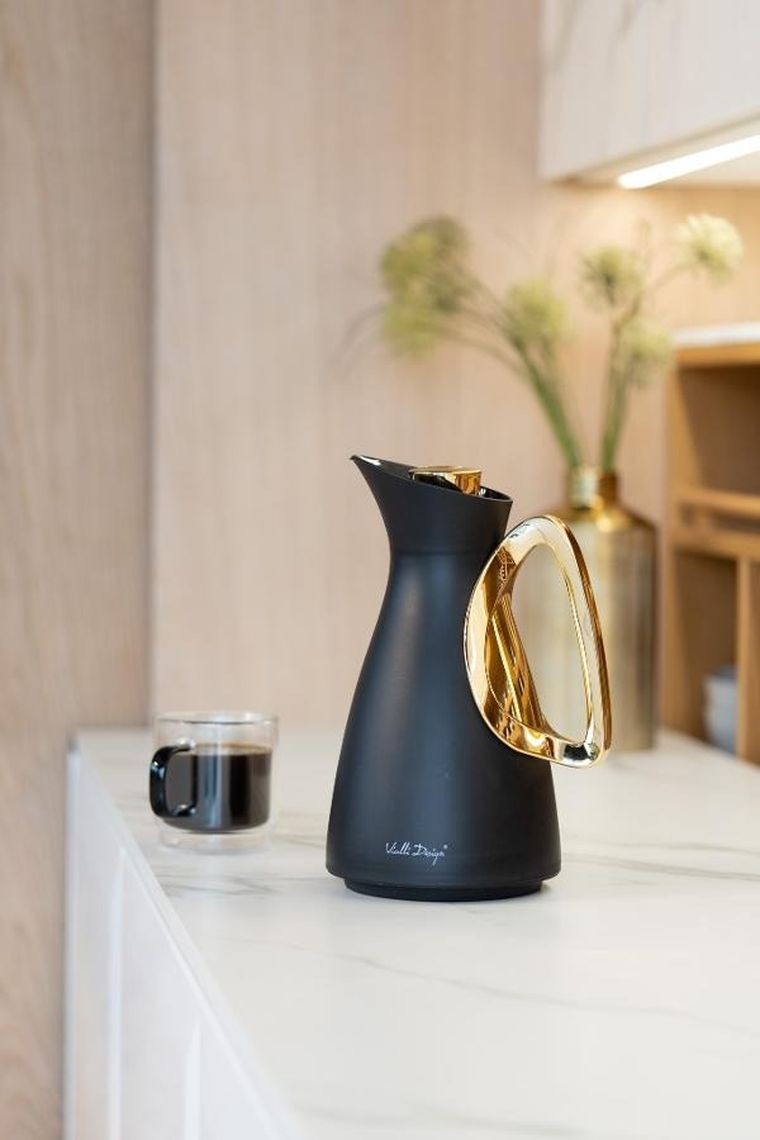 Vialli Design, termos z wkładem szklanym, Alessia, 1l, czarno-złoty