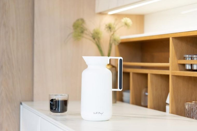 Vialli Design, termos z wkładem szklanym Lungo, 1l, biały